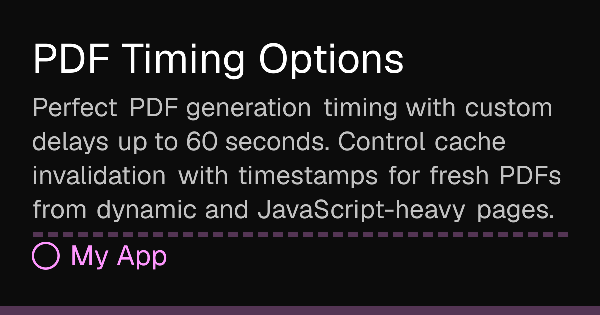 PDF Timing Options | Capture